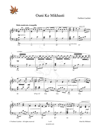 Ouni Ke Mikhasti Sheet Music