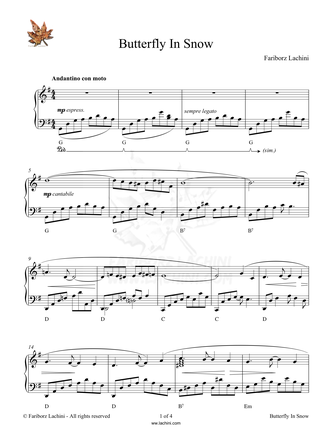 Butterfly in Snow Partitura