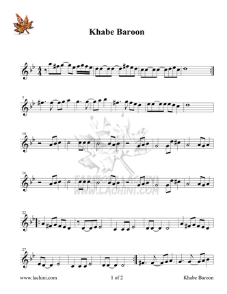 Khabe Baroon müzik notasi