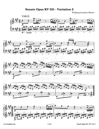 Sonate Opus KV 331 Variation 2 Partitura