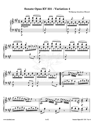 Sonate Opus KV 331 Variation 4 Partitura