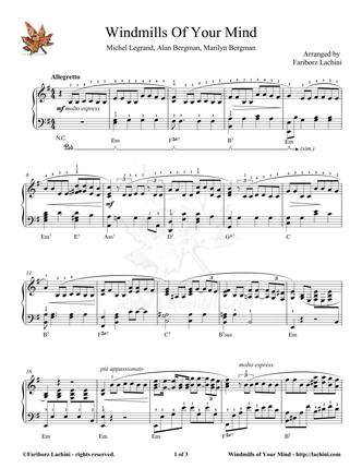 Windmills Of Your Mind Sheet Music